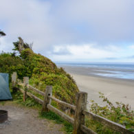 Campgrounds: tent in campsite overlooking the beach In Kalaloch Campground